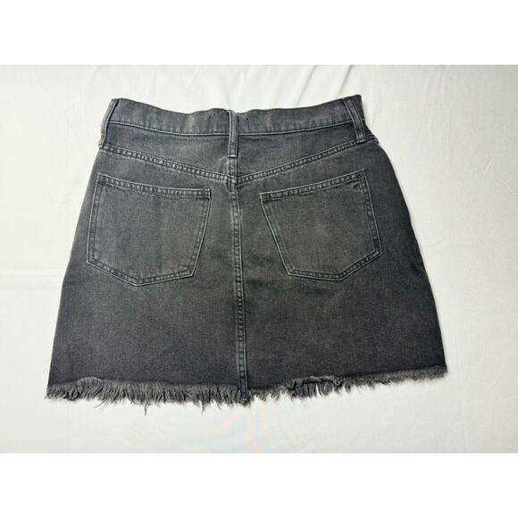 NWT Madewell Women's Raw Hem Rigid Denim A-Line Black Skit - Size 27x15 - Picture 2 of 5